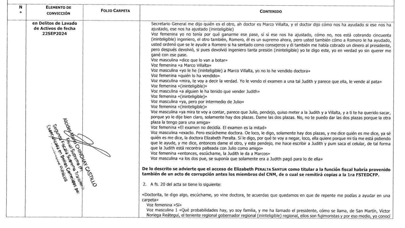 La fiscal Elizabeth Peralta también ha sido implicada en unos audios donde se deja entrever que su nombramiento fue irregular.