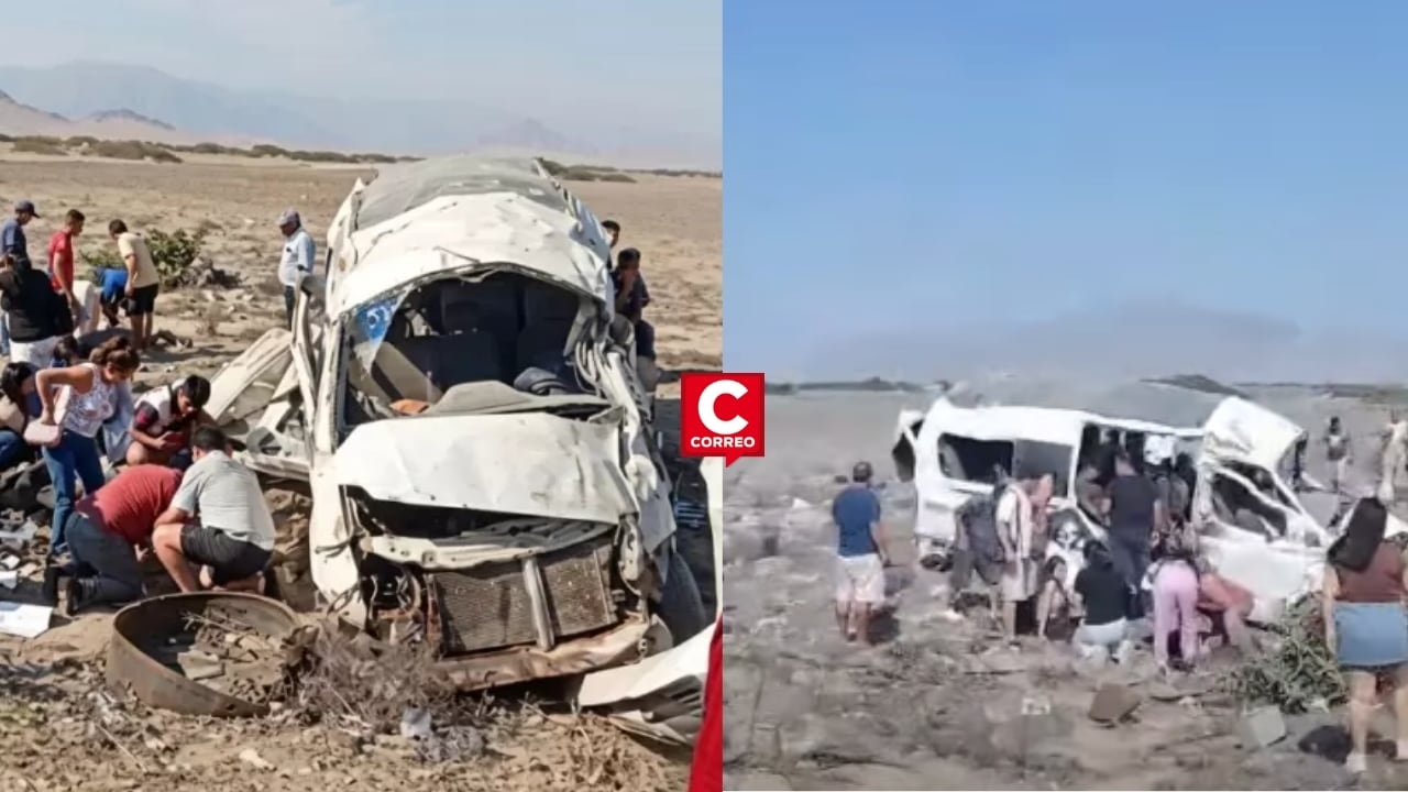 Pacasmayo: miniván de transporte interprovincial se despistó y dejó cuatro víctimas mortales. Composición: Diario Correo.
