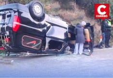 La Oroya: Pareja sobrevive a despiste y volcadura de minivan en la Carretera Central