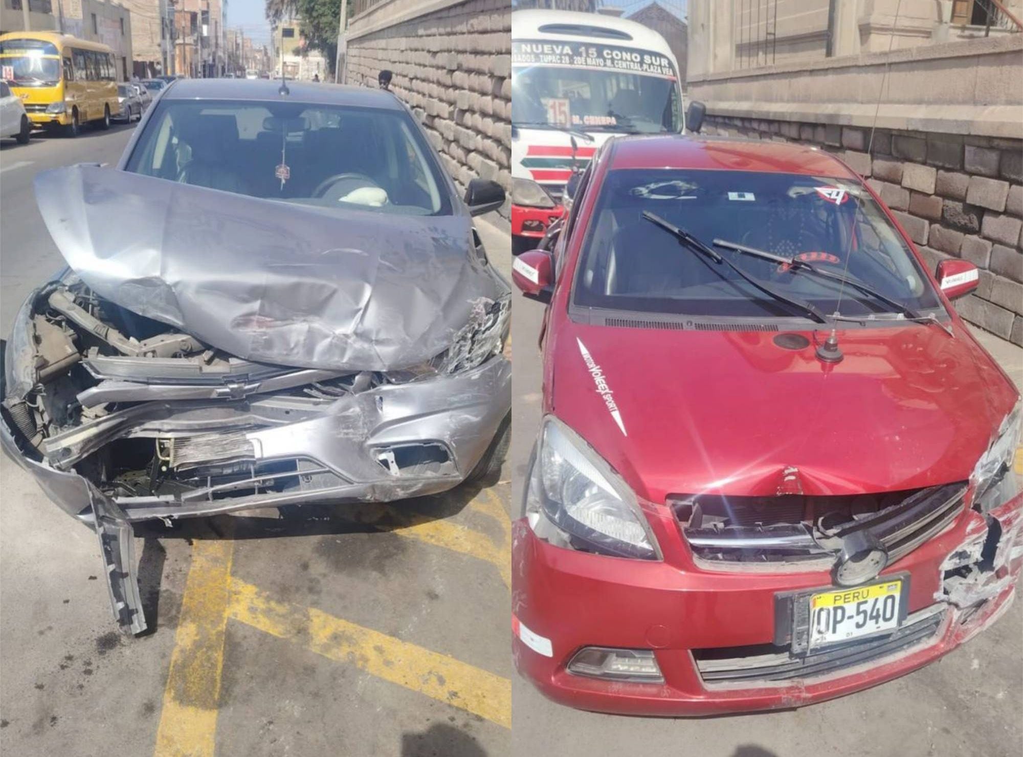 Colisionaron el auto rojo de placa V0P-540 y el auto plomo de matrícula Z6D-673. (Foto: Difusión)