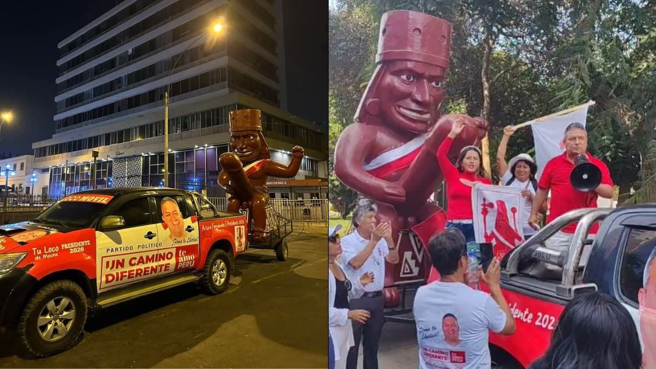 El exalcalde de Trujillo retiró la pieza y en una camioneta la trasladó a Lima para protestar frente al JNE. El regidor Henry Sachún dice que lo denunciará por hurto agravado.