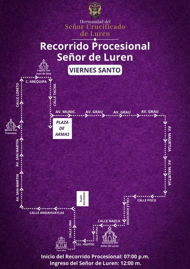 Ica: conoce la ruta del recorrido procesional del Señor de Luren por Semana Santa-idesotv-noticias-ica TITY2GAR4ZFL7LYFF4TN6F2ODU IdesoTV | Noticias del Peru y el Mundo-idesotv-noticias-ica