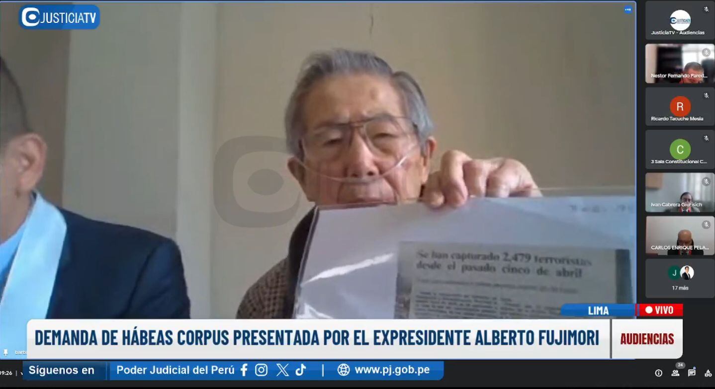 Alberto Fujimori pide su liberación inmediata desde el Penal de Barbadillo. (Justicia TV)