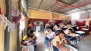 Niños estudian en condiciones precarias en Piura