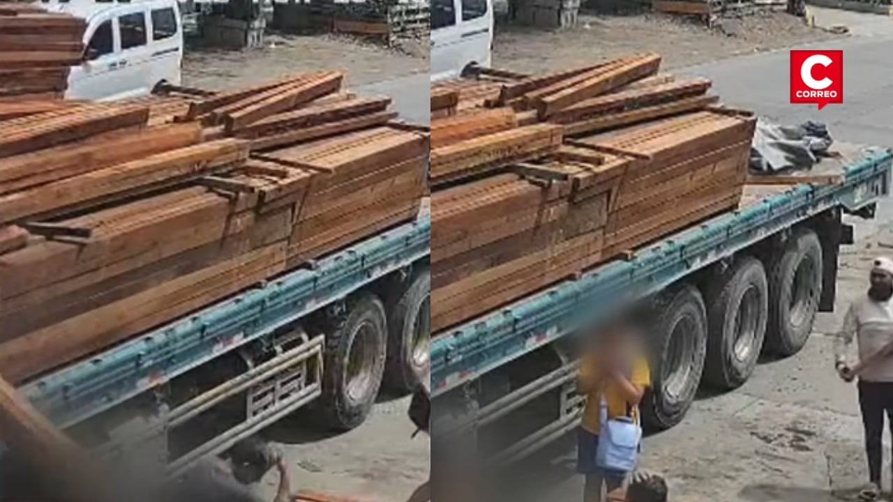 VMT: menor de 6 años queda grave tras caerle carga de madera en Tablada de Lurín. Composición: Diario Correo.