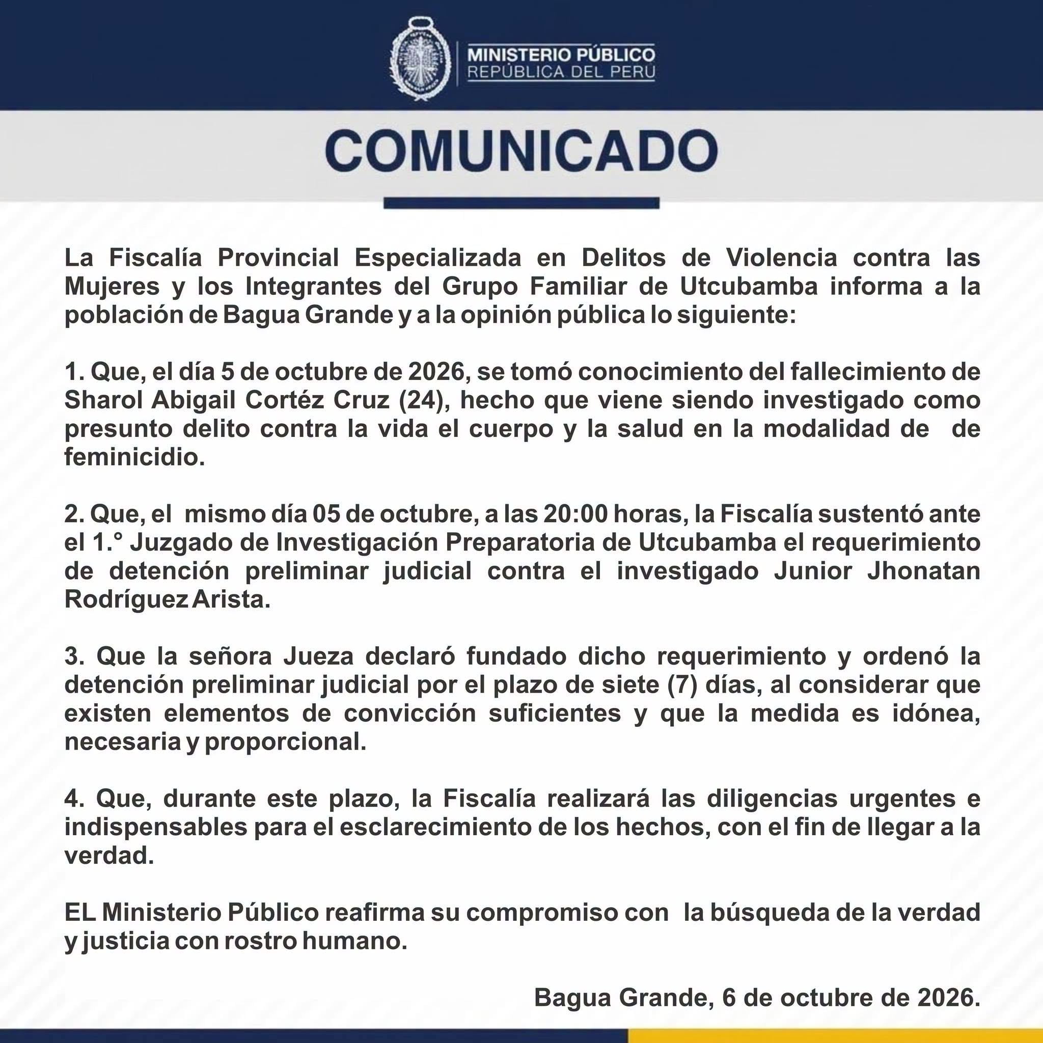 Comunicado Fiscalía.