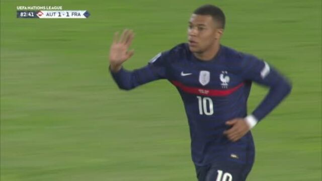 Francia reaccionó: gol de Kylian Mbappé para el empate 1-1 frente a Austria (VIDEO)
