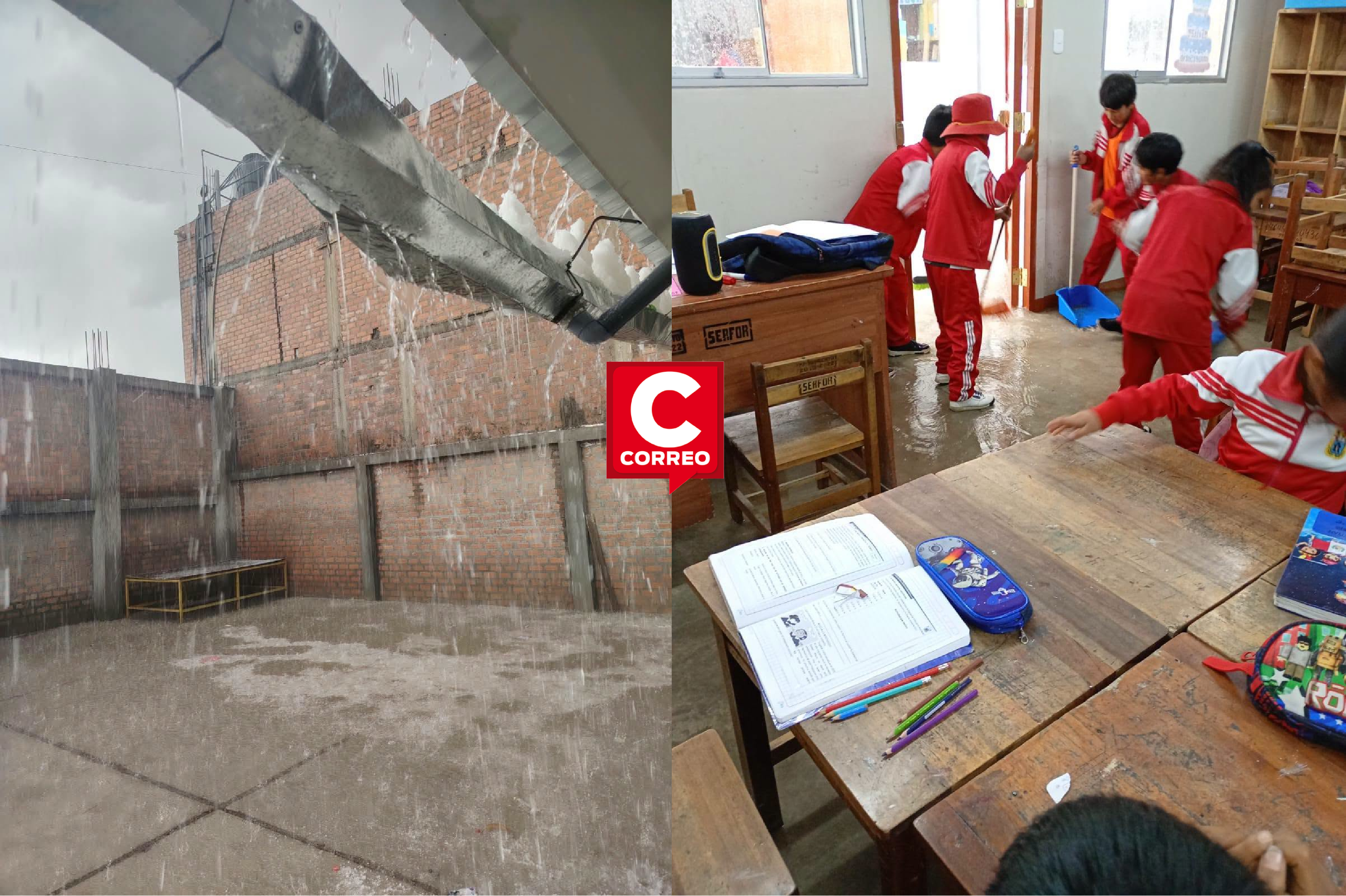 Chilca: padres protestan tras inundación de aulas prefabricadas en colegio Túpac Amaru (video)