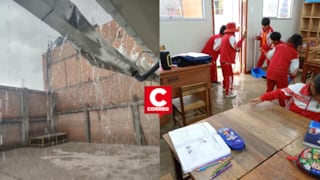 Chilca: padres protestan tras inundación de aulas prefabricadas en colegio Túpac Amaru (VIDEO)