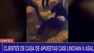 Asaltantes fueron detenidos y golpeados por clientes de casa de apuestas tras robo frustrado (VIDEO)