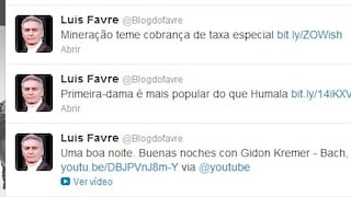 Luis Favre tuitea que Nadine es más popular que Ollanta
