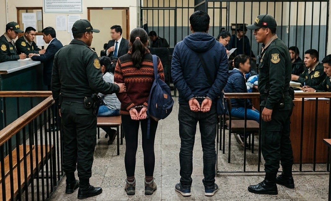 Mujer fue hallada con bienes sustraídos y con pastillas sedantes, su pareja es acusada de ser su cómplice. (Representación generada con IA)