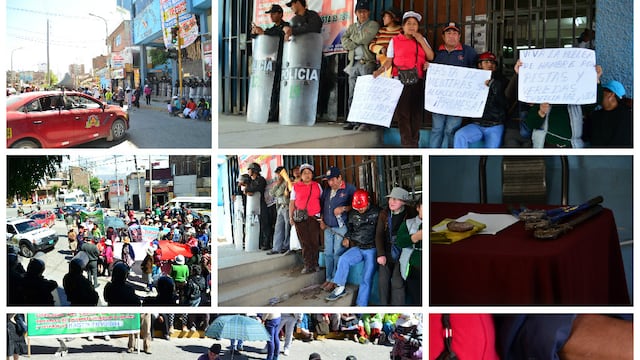 Pobladores se encadenan en puertas de municipio para que no paren obras
