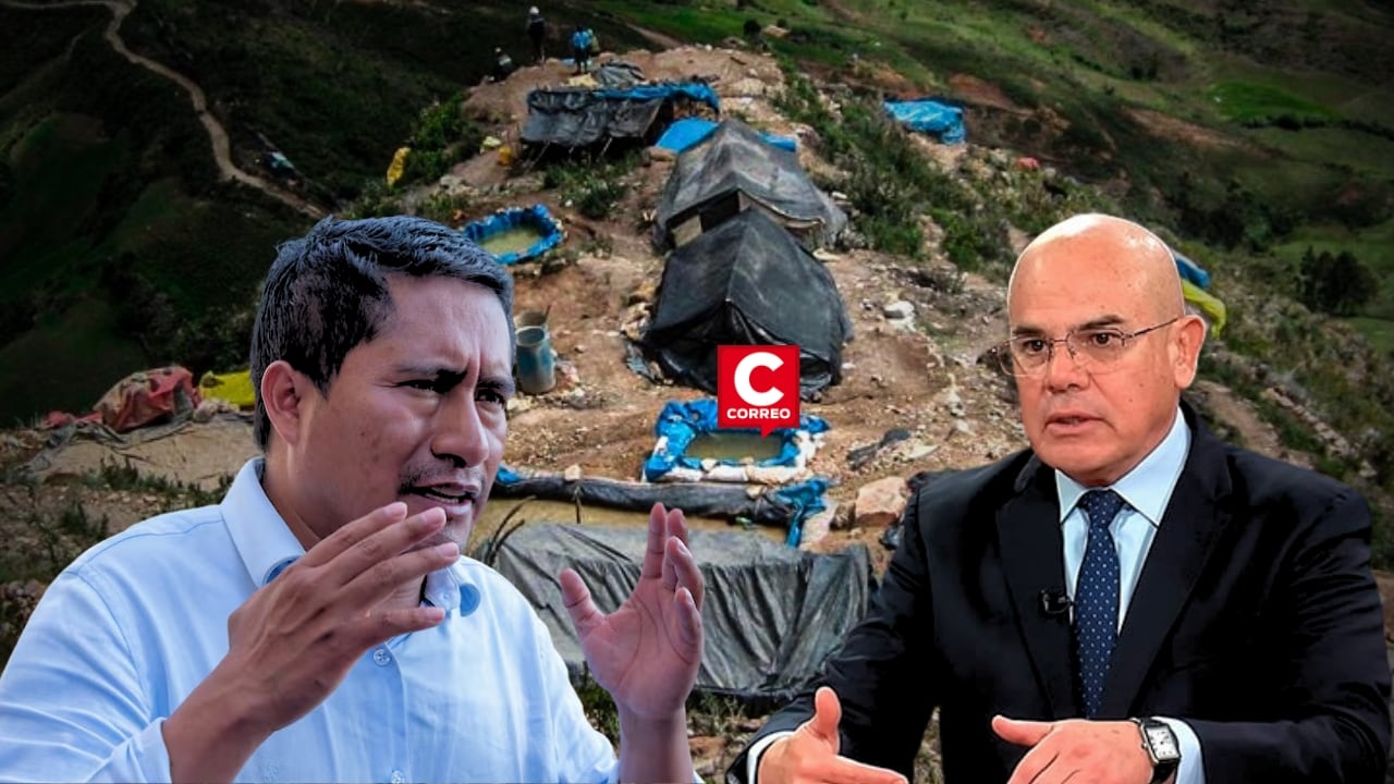 Alcalde de Pataz responde a premier Álvarez tras vincularlo con minería ilegal: “Si no se retracta voy a querellarlo”. Composición: Diario Correo.