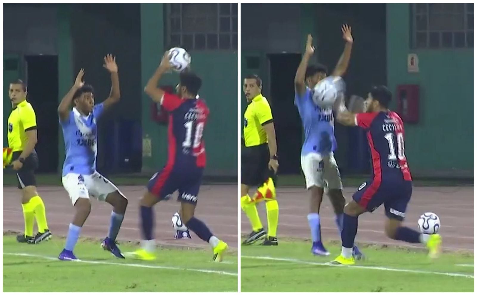 Cecilio Domínguez agredió a Maxloren Castro en el Estadio Miguel Grau. (Foto: Composición Correo)