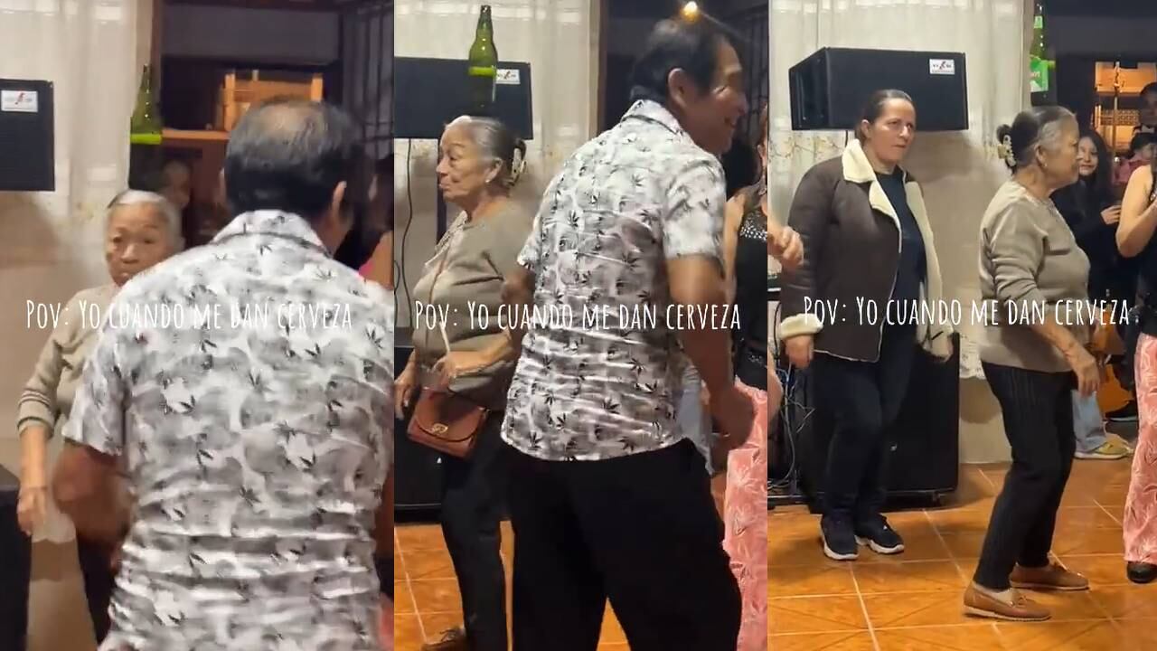 Adulta mayor bailó con una botella de cerveza en la cabeza. (Foto: composición EC)