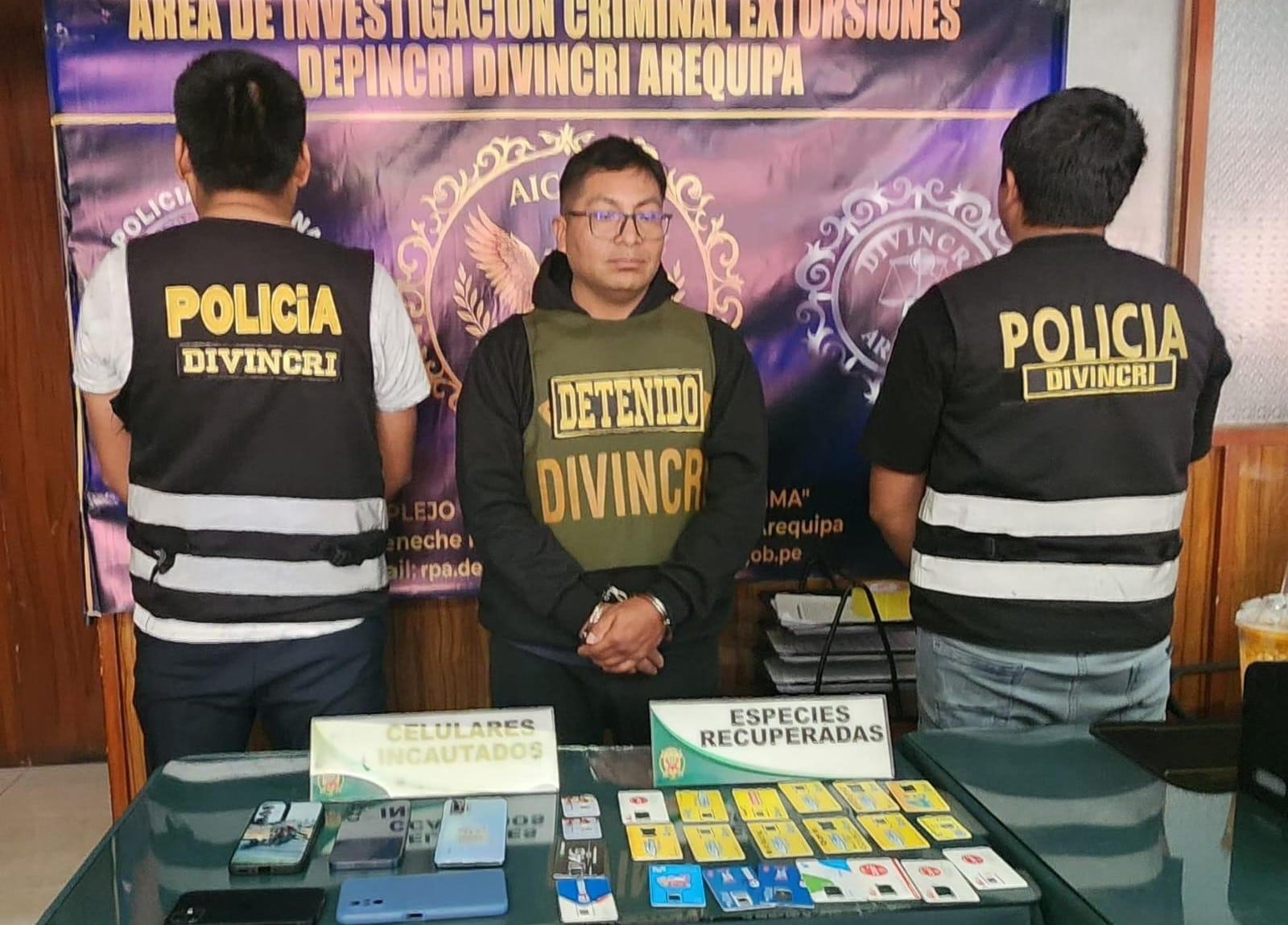 Detienen a presunto a implicado en caso de extorsión a una comerciante en Arequipa (Foto; PNP)