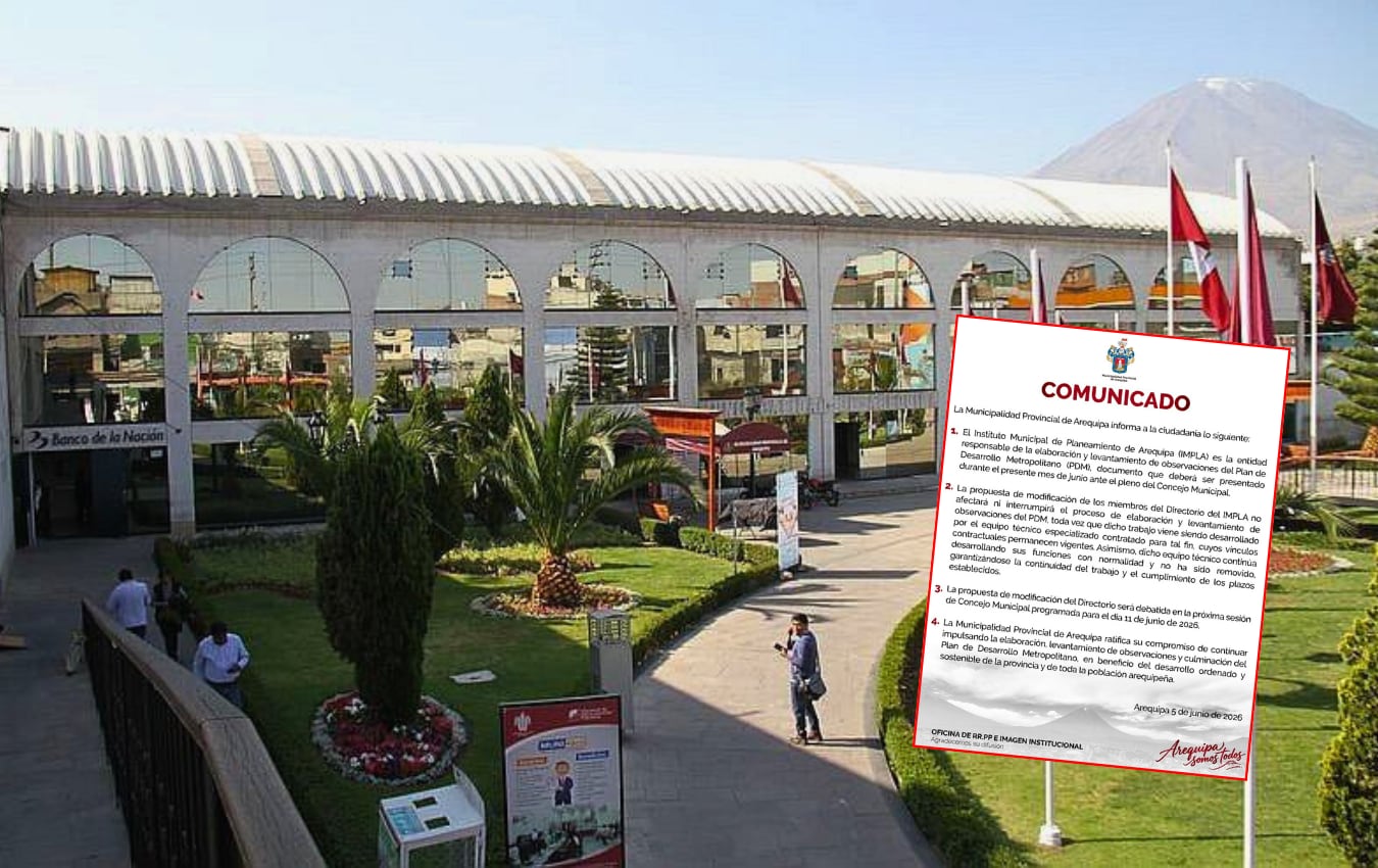 Municipalidad de Arequipa emite comunicado sobre cambios en el Directorio del IMPLA. Foto: GEC.