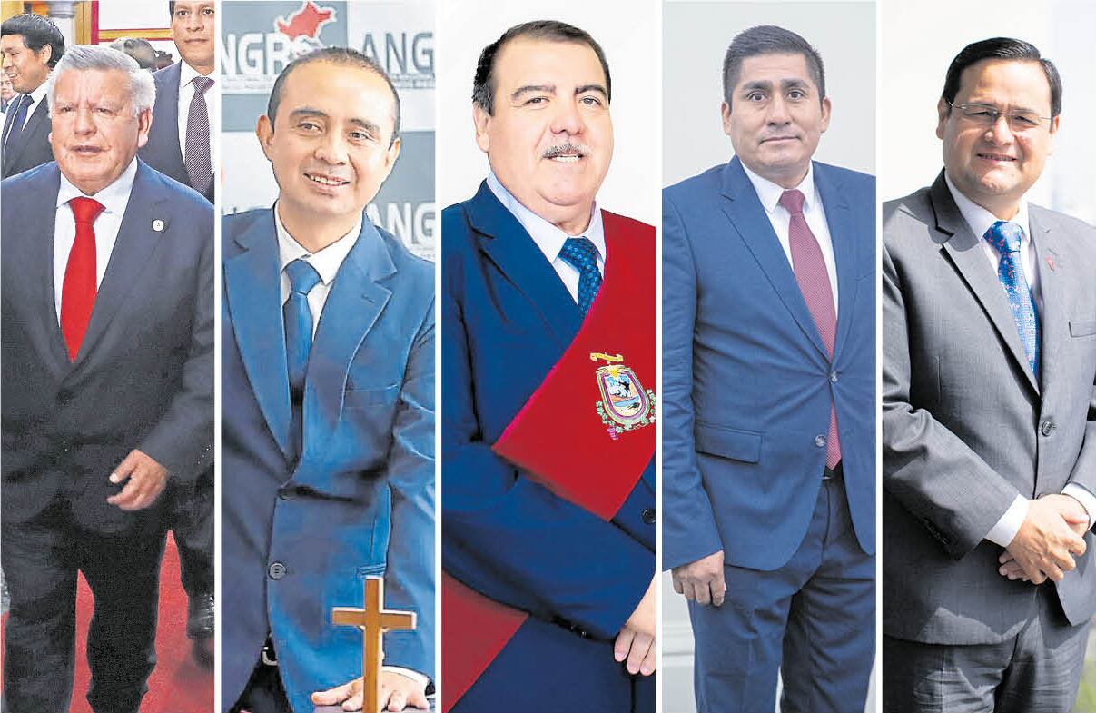 César Acuña, Koki Noriega, Jorge Hurtado, Zósimo Cárdenas y Jorge Pérez podrían dejar sus sillones regionales. (Composición: Correo)
