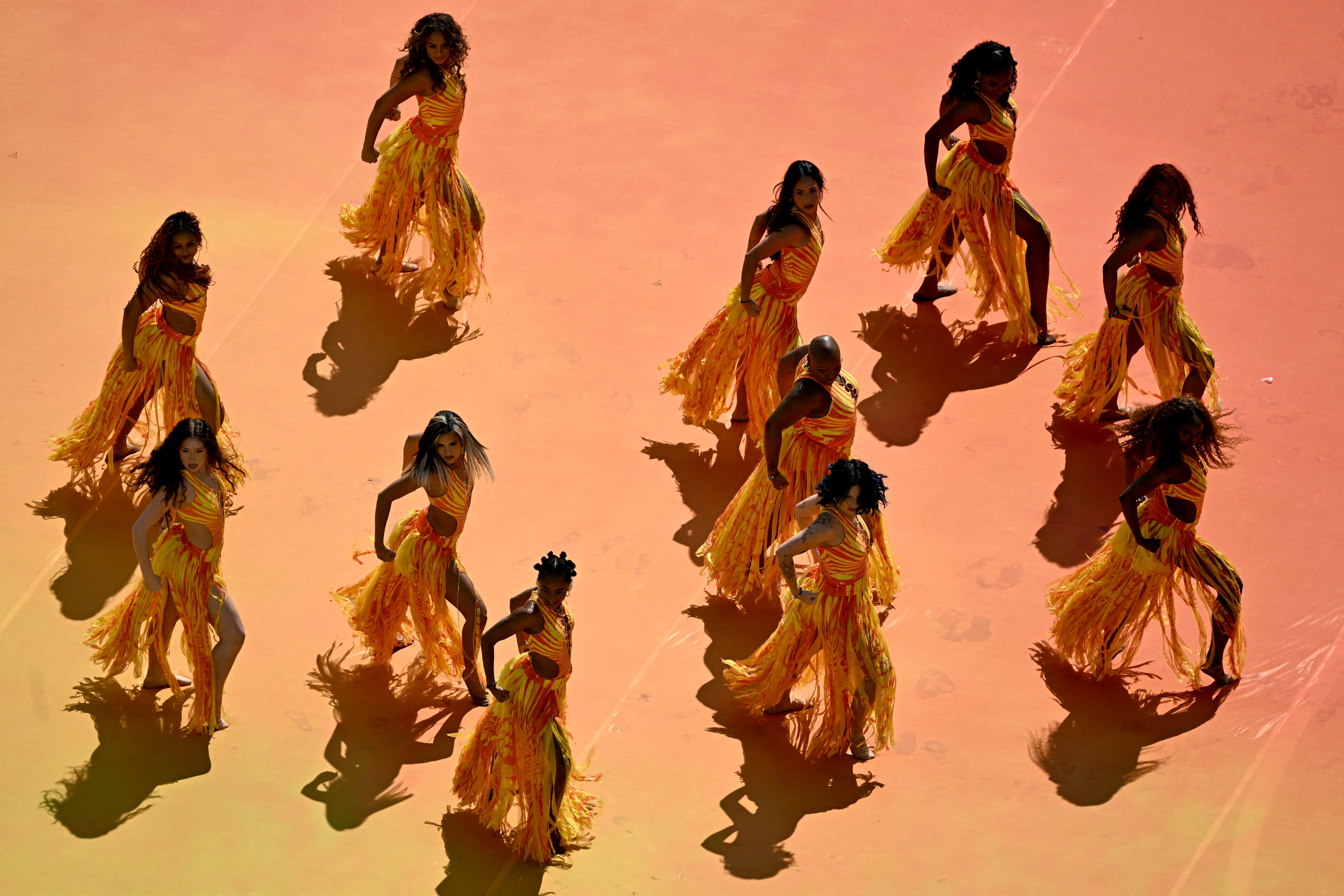 Dancers perform at the Half Time Show during the 2026 World Cup football tournament final match between Spain and Argentina at the New York/New Jersey Stadium in East Rutherford on July 19, 2026. (Photo by Jewel SAMAD / AFP)