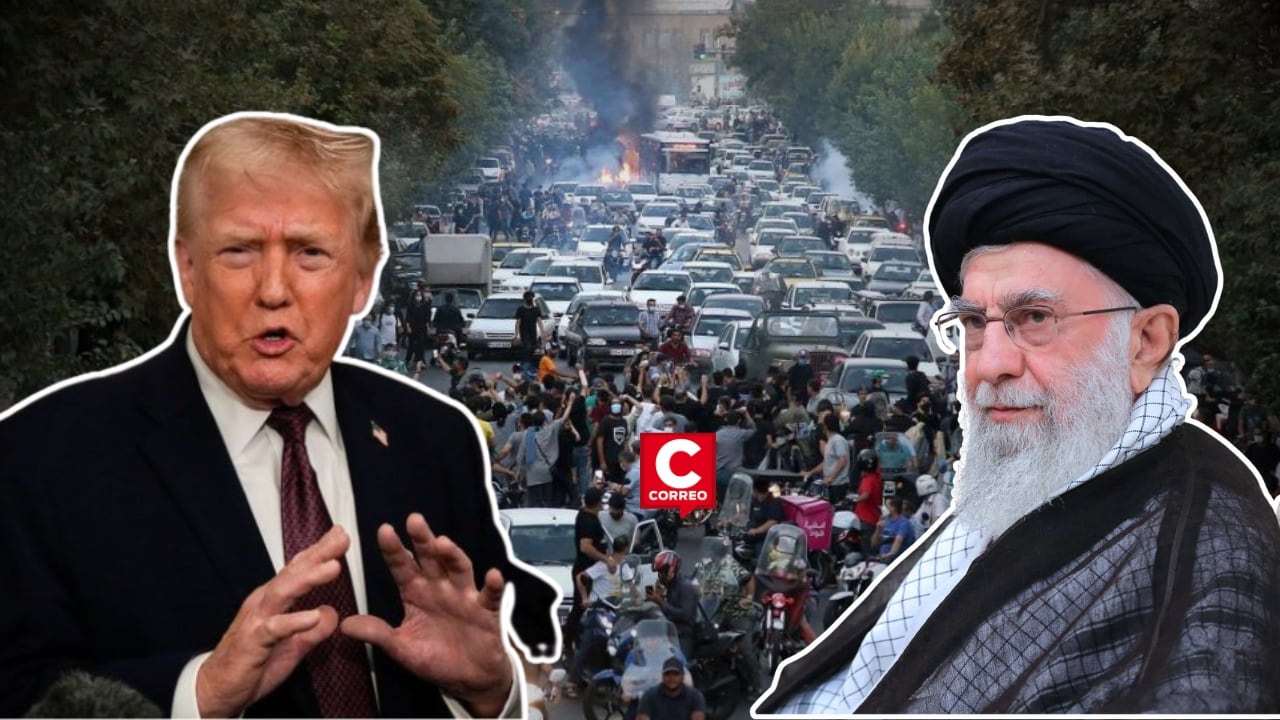 Jameneí culpa directamente a Trump por muertos, daños y violencia que dejaron protestas masivas en Irán. Composición: Diario Correo.