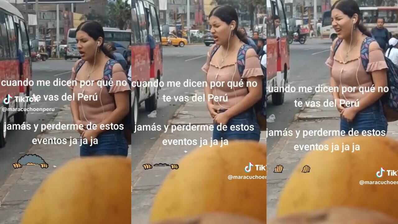 Peruana canta a viva voz en el paradero. (Foto: composición EC)