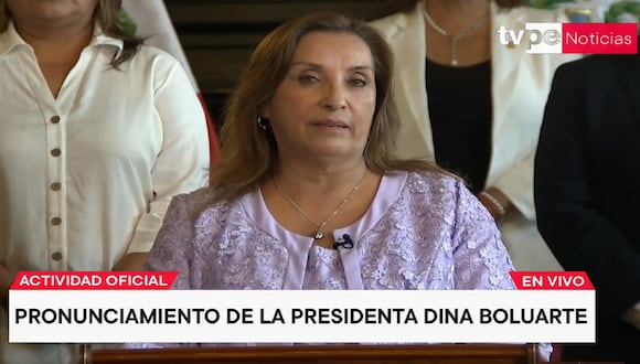 La presidenta Dina Boluarte brindó un mensaje a la Nación. (Captura: Tv Perú)
