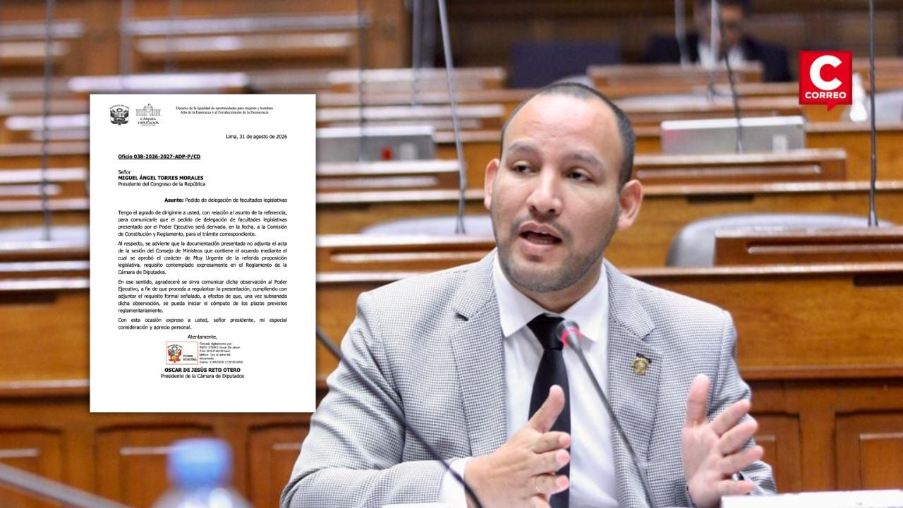 Alejandro Muñante considera “dilación innecesaria” presentar nuevo pedido de facultades legislativas. Composición: Diario Correo.