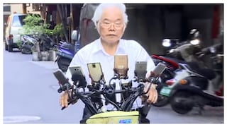 ​Anciano conecta 11 celulares a su bicicleta para jugar Pokémon Go (VIDEO)