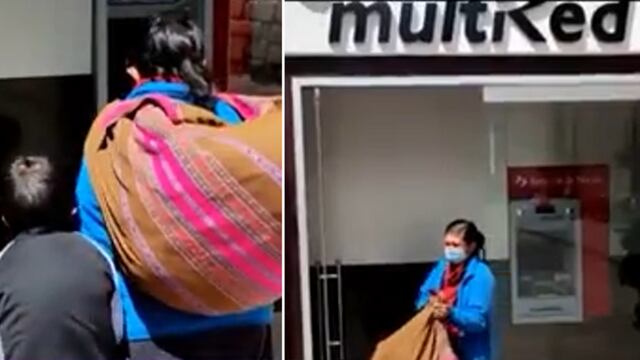 Piden ayuda para mujer que duerme con sus cuatro hijos en cajeros automáticos en Cusco (VIDEO)