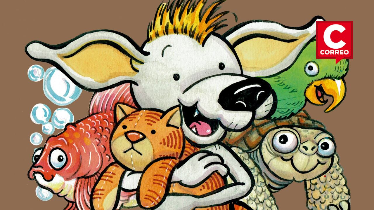 Nuevo libro de la serie infantil de los hermanos Paz, titulado “Chimoc quiere una mascota" en la Feria Internacional del Libro. Foto: Difusión