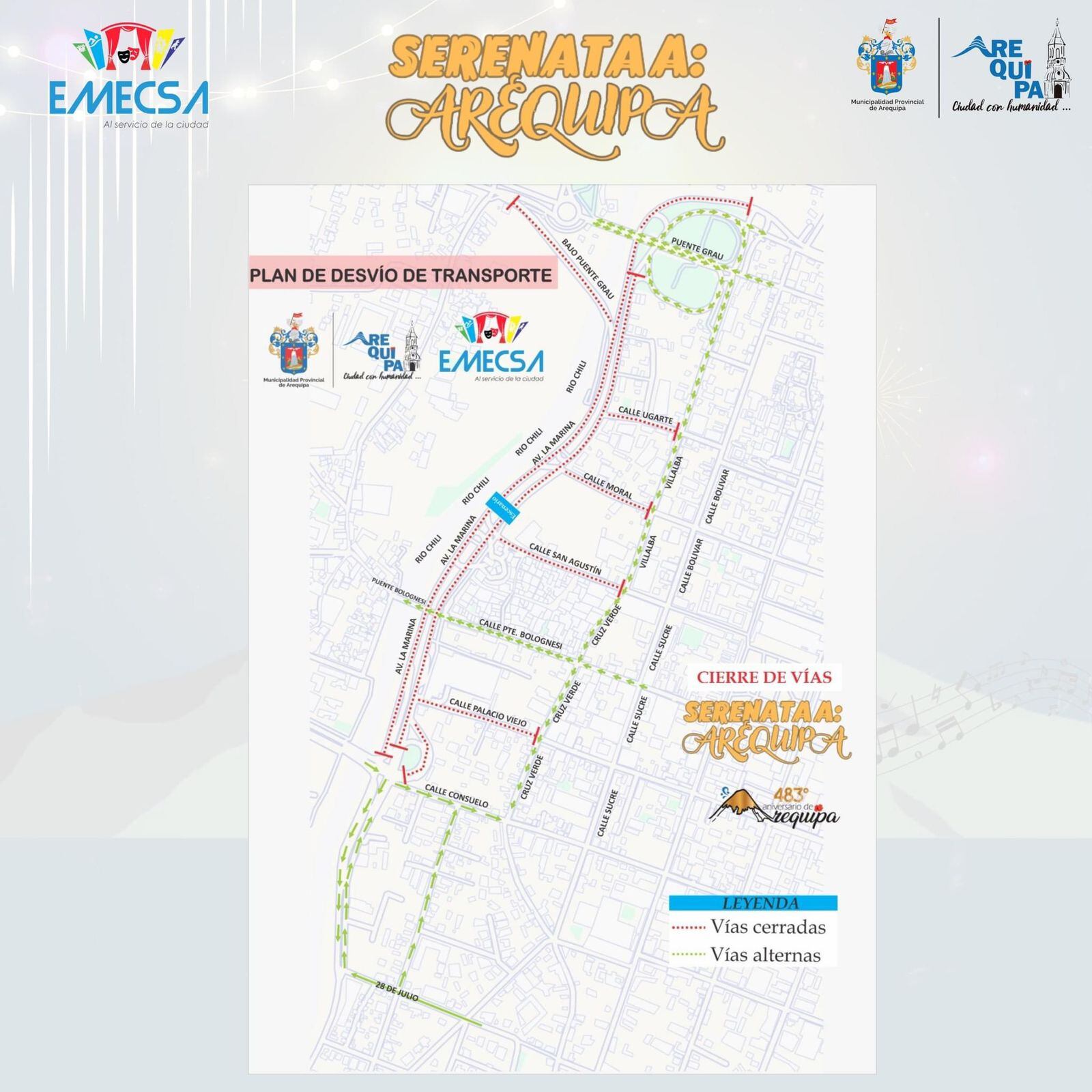 Revisa aquí las vías alternas en el centro de la ciudad. (Foto: EMECSA)