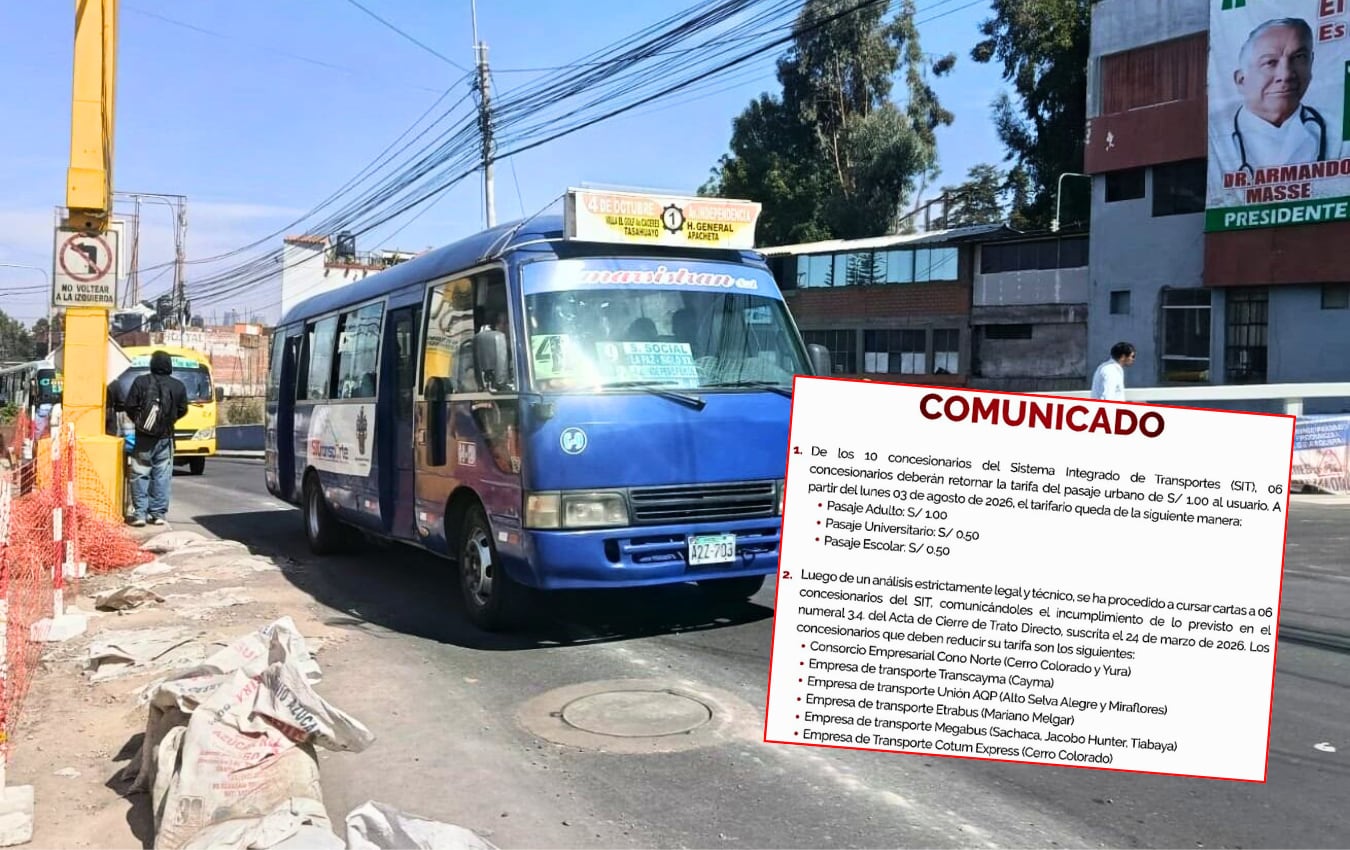 Pasaje de transporte urbano en Arequipa regresa a S/1.00 en seis empresas. (Foto: Jeamilett Chirinos/@photo.gec)