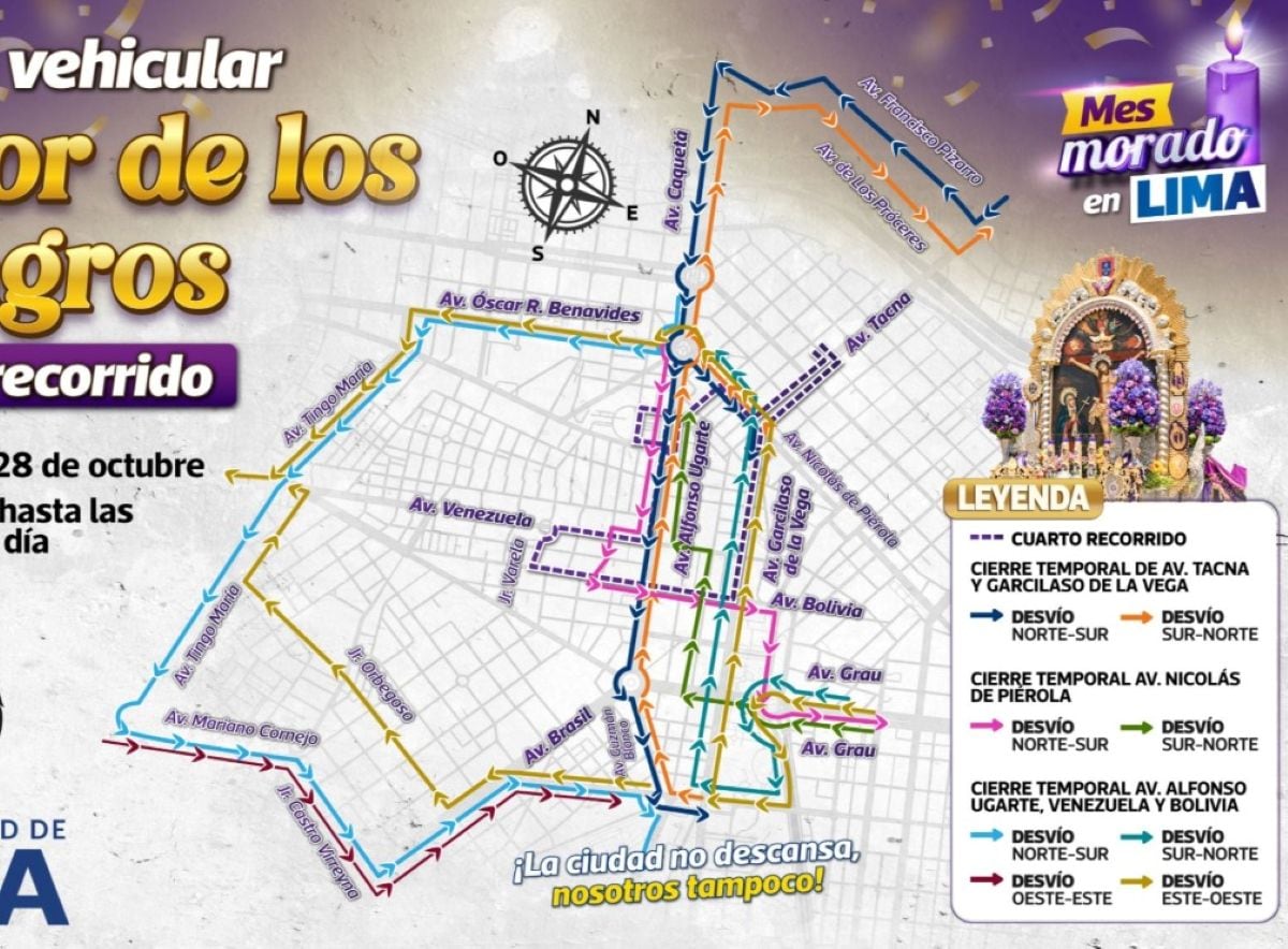 Señor de los Milagros realiza su cuarto recorrido procesional por el centro de Lima (FOTOS)