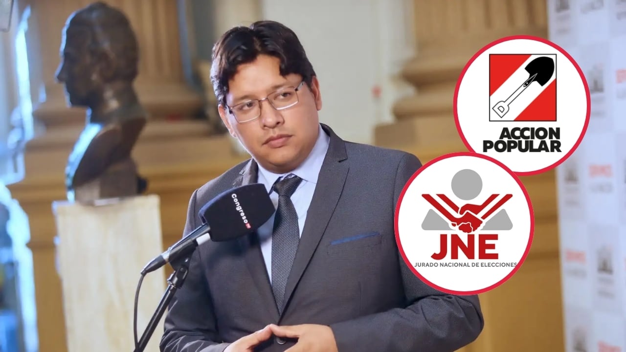 Ilich López anuncia acusación constitucional contra JNE por nulidad de primarias de Acción Popular. Composición: Diario Correo.