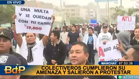 Colectiveros piden su formalización para trabajar en Lima y Callao. Foto: Buenos Días Perú
