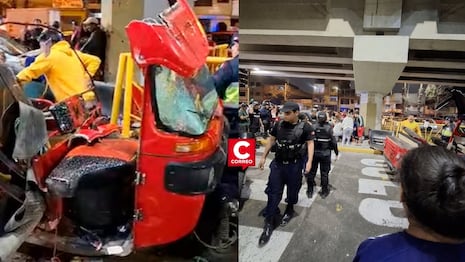 SJL: fuerte choque entre un automóvil y una mototaxi deja seis heridos