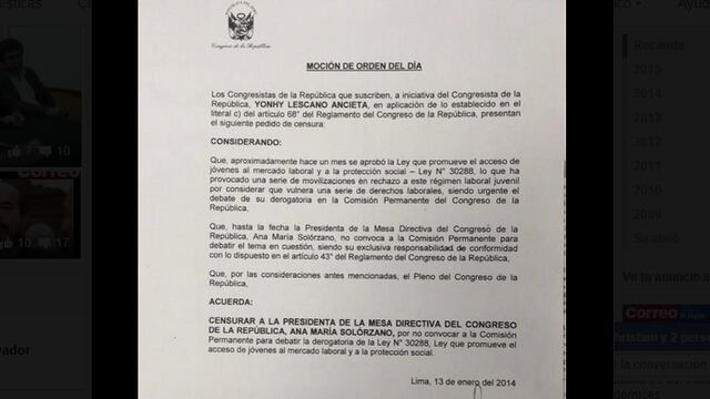 'Ley Pulpín': Presentan moción de censura contra Ana María Solórzano