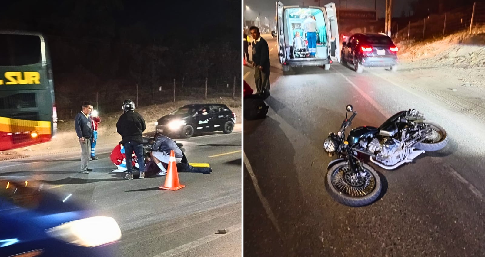 Choque entre auto y motocicleta en la vía Evitamiento deja un herido. Foto: GEC.