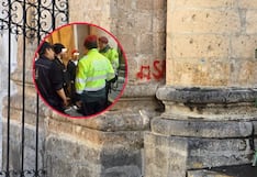 Intervienen a dos adolescentes por pintas en la Basílica Catedral de Arequipa (VIDEO)