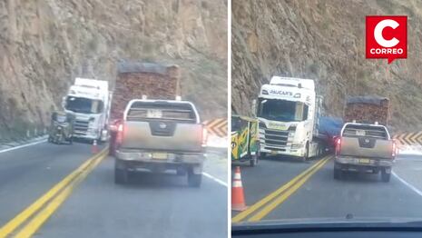 Tráiler cargado de harina vuelca en la Carretera Central y restringe el tránsito en San Mateo