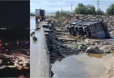 Ica: camión cargado de frutas es arrastrado por huaico en la Panamericana Sur