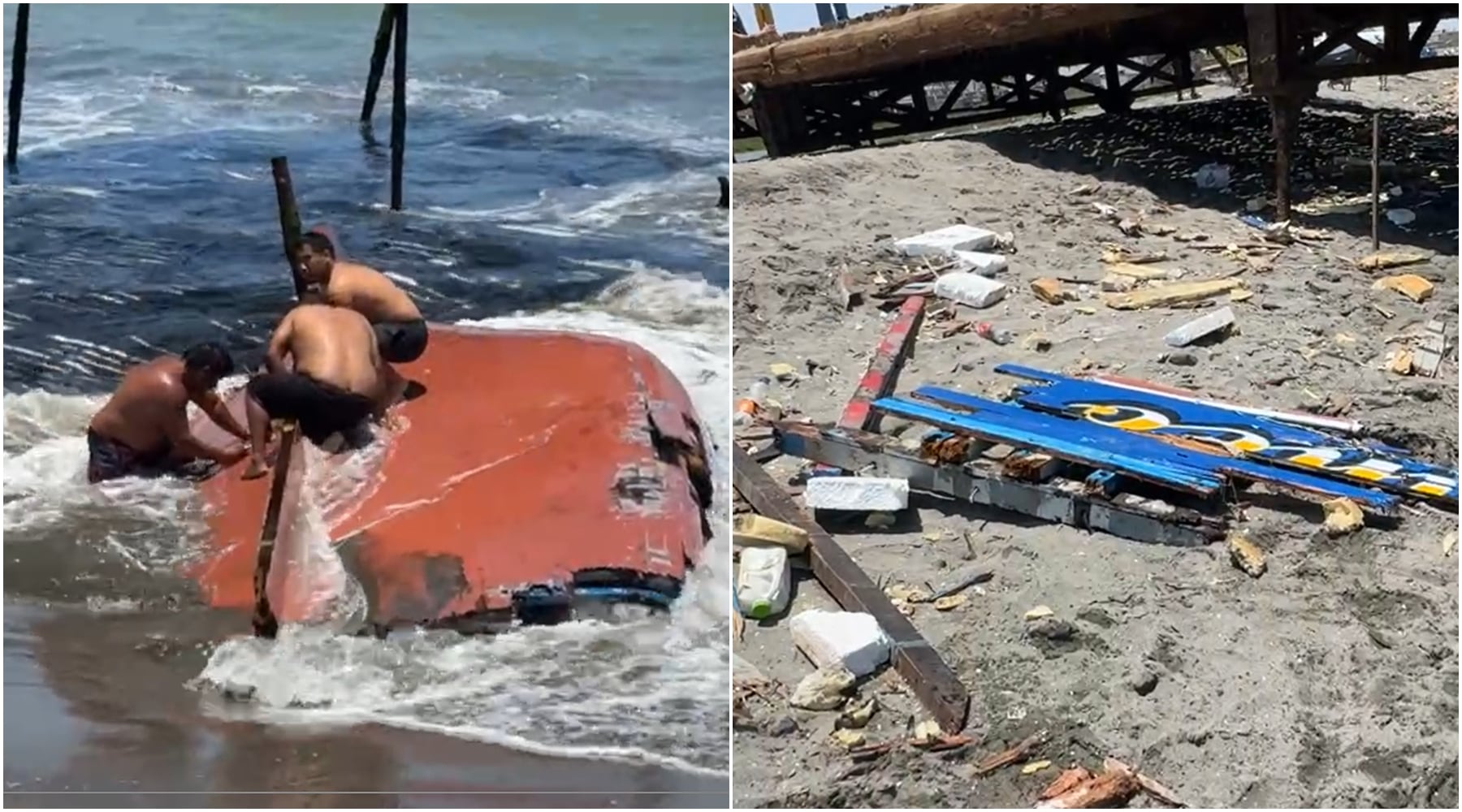 Embarcación pesquera "Franco" queda destruida tras hundimiento frente a las costas de Pisco