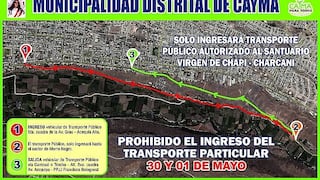 Virgen de Chapi: En Charcani solo habrá ingreso a transporte público autorizado