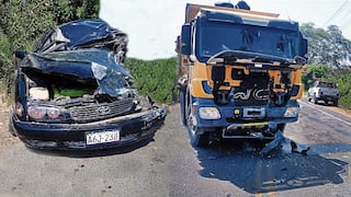 Policía muere tras chocar su auto contra volquete en Piura