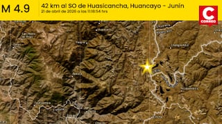 Junín: Temblor moderado de 4.9 remeció Huasicancha