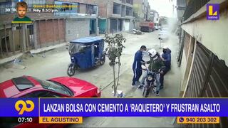 Lanzan bolsa de cemento a delincuentes y frustran asalto a motociclista en El Agustino (VIDEO)