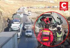 Carretera Central: Dos heridos y cientos de unidades varadas tras choque