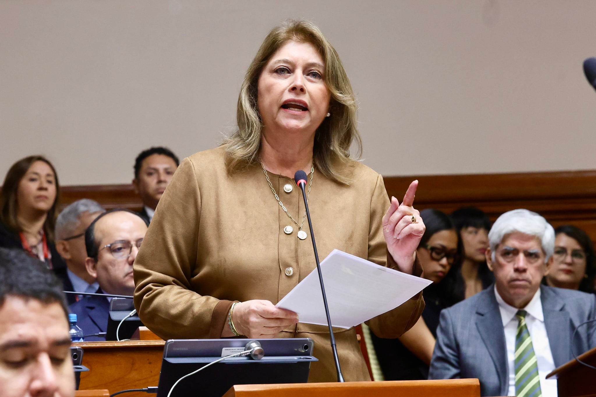Roxana Rocha y Frank Krklec presentaron un texto sustitutorio que precisa las materias y los límites de una eventual autorización para que el Gobierno legisle. (Foto: Congreso)