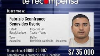 Tacna: Ofrecen 35,000 soles por captura de presunto asesino Fabrizio Benavides